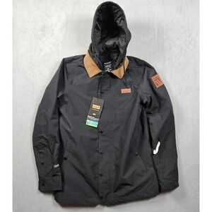 NEW Planks Throw-Down Collared Jacket Mens Small Black Full Zip Ski Waterproof